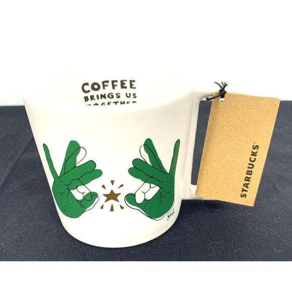 Starbucks Bring Us Together Sign Language Ceramic Coffee Cup Mug 12 Oz 2019 NEW - Picture 1 of 8